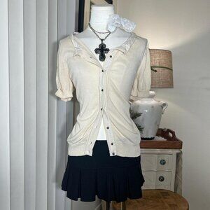 Y2k New York & Company Ruffle Knit Cardigan